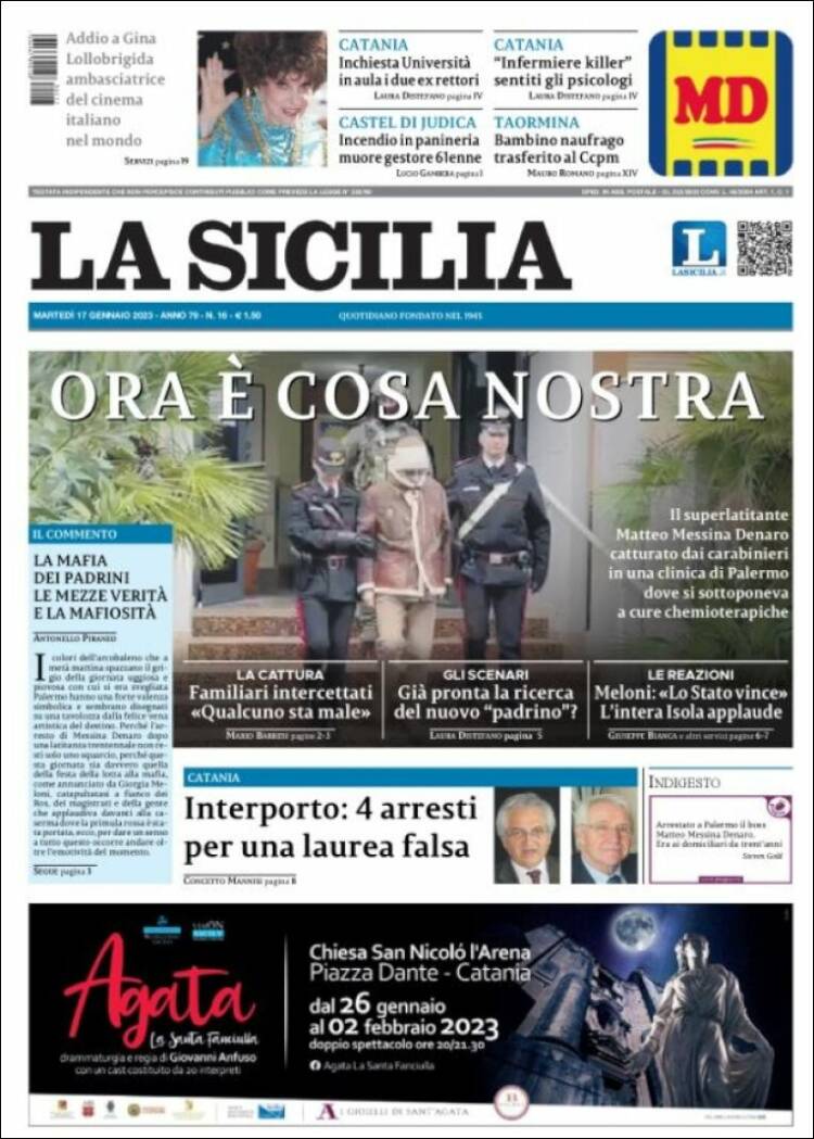 Portada de La Sicilia (Italia)