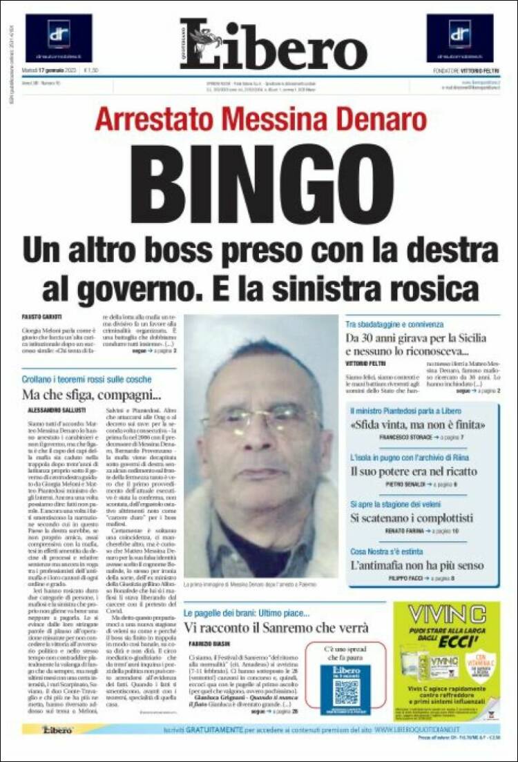 Portada de Libero (Italia)