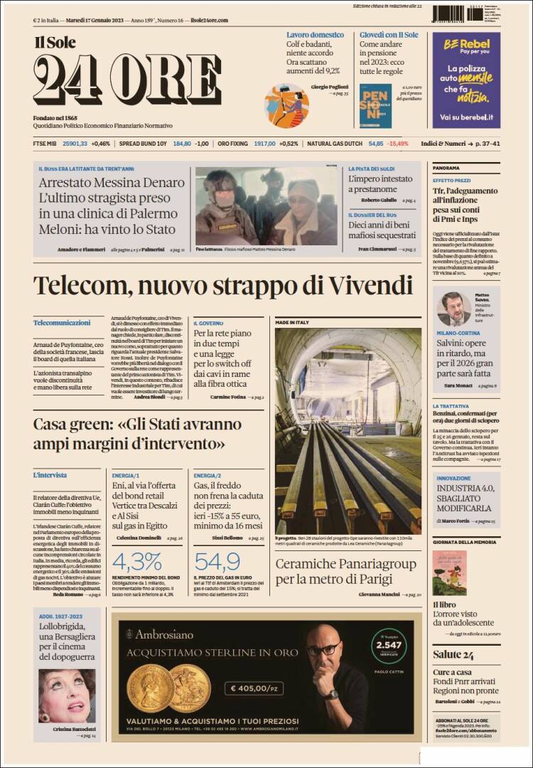 Portada de Il Sole 24 ORE (Italia)