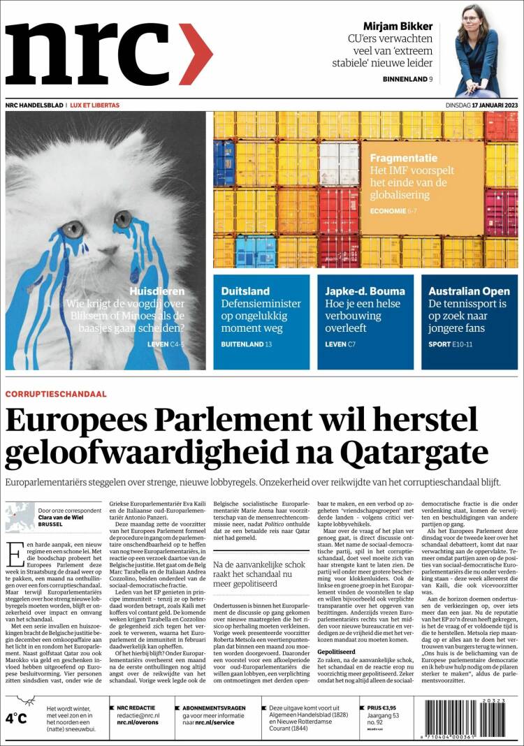 Portada de NRC Handelsblad (Pa&iacute;ses Bajos)