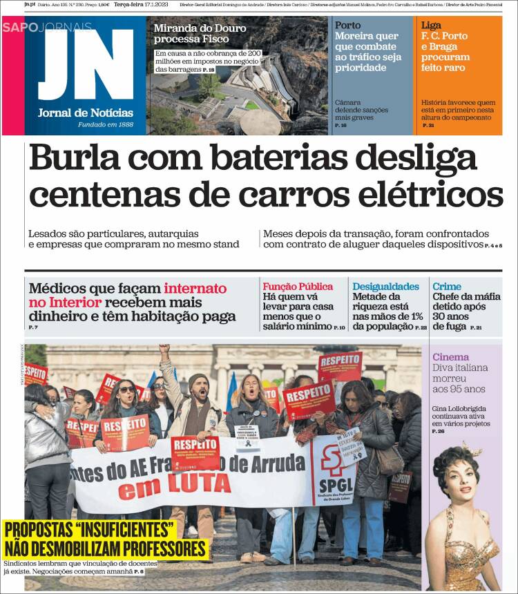 Portada de Jornal de Notícias (Portugal)