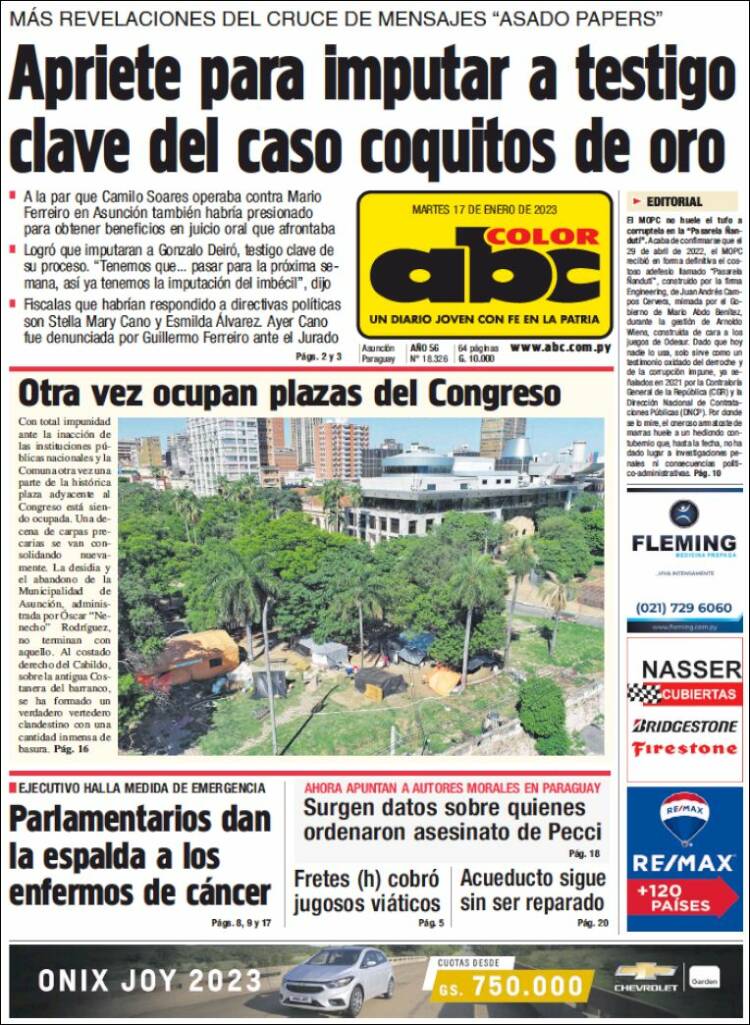 Portada de ABC Color (Paraguay)