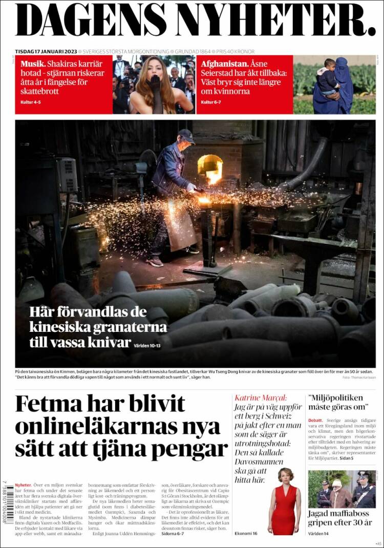 Portada de Dagens Nyheter (Suecia)