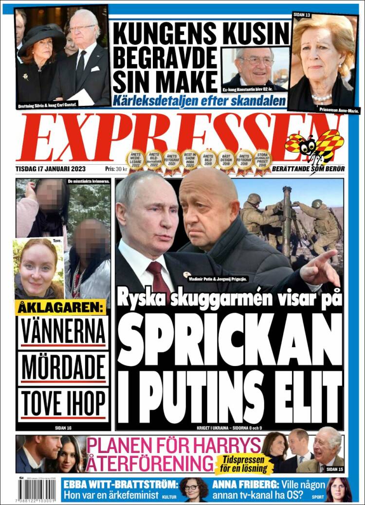 Portada de Expressen (Suecia)