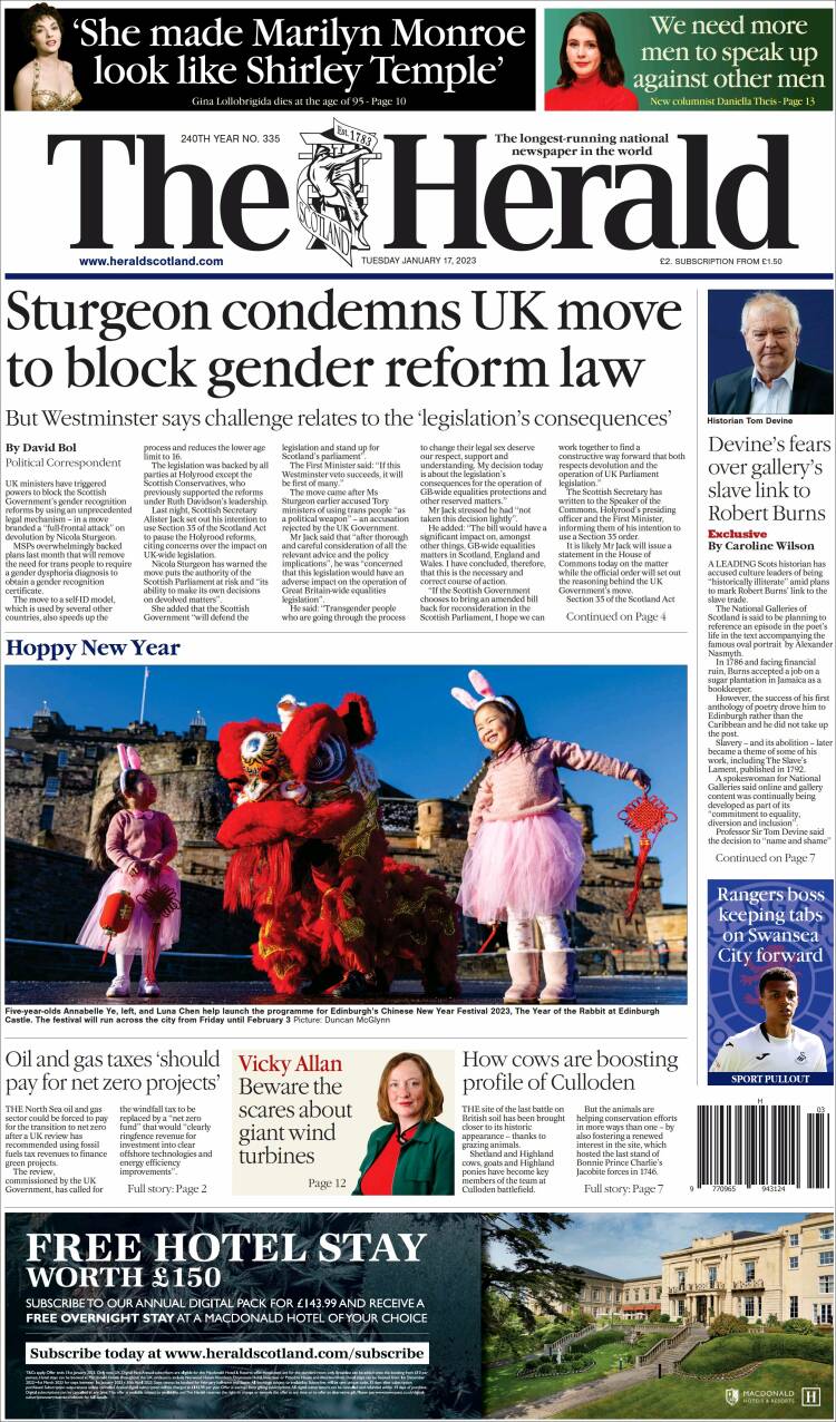 Portada de The Herald (United Kingdom)