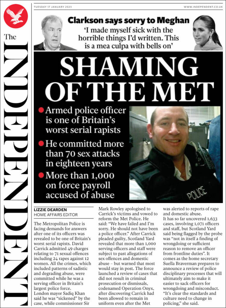 Portada de The Independent (United Kingdom)