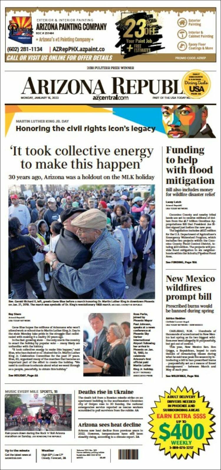 Portada de Arizona Republic News (USA)