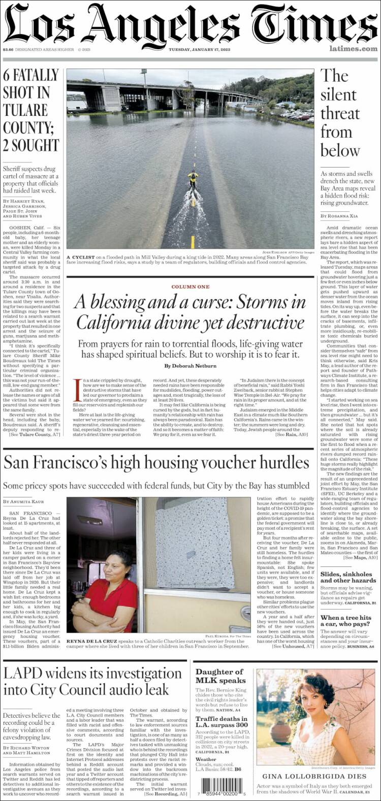 Portada de Los Angeles Times (USA)