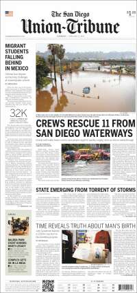 Portada de The San Diego Union-Tribune (USA)