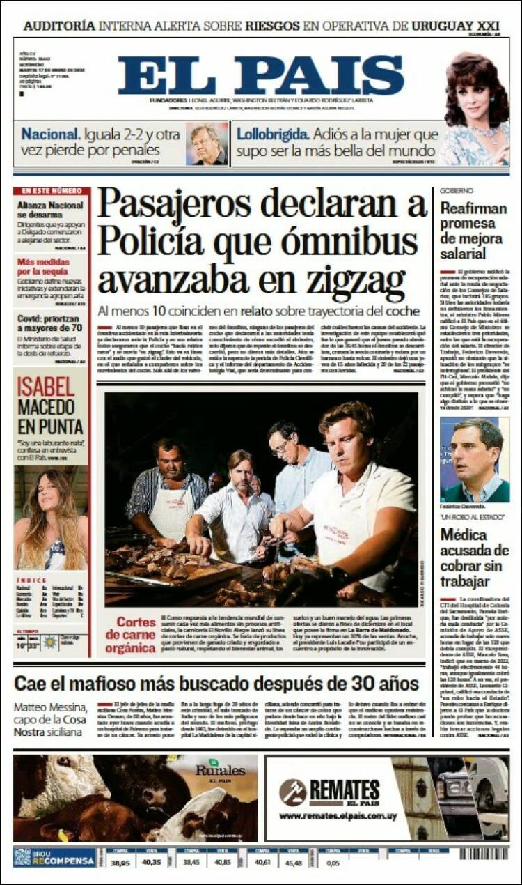Portada de El País (Uruguay)
