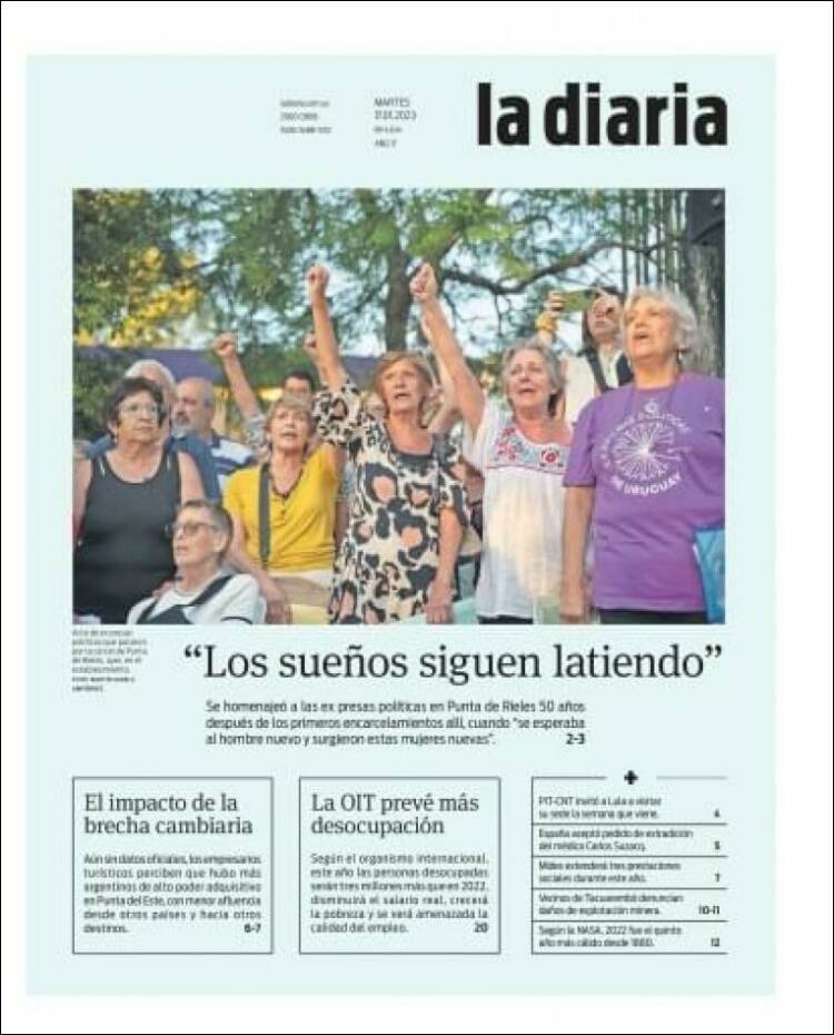 Portada de La Diaria (Uruguay)