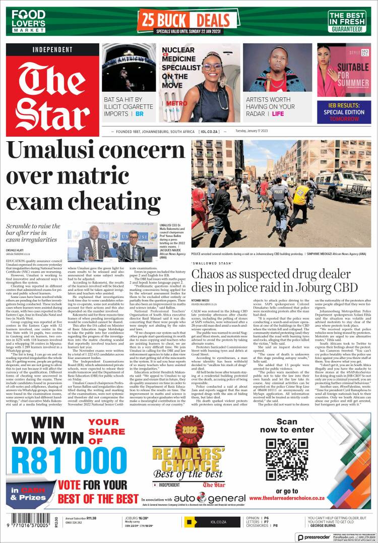 Portada de The Star (Sud&aacute;frica)