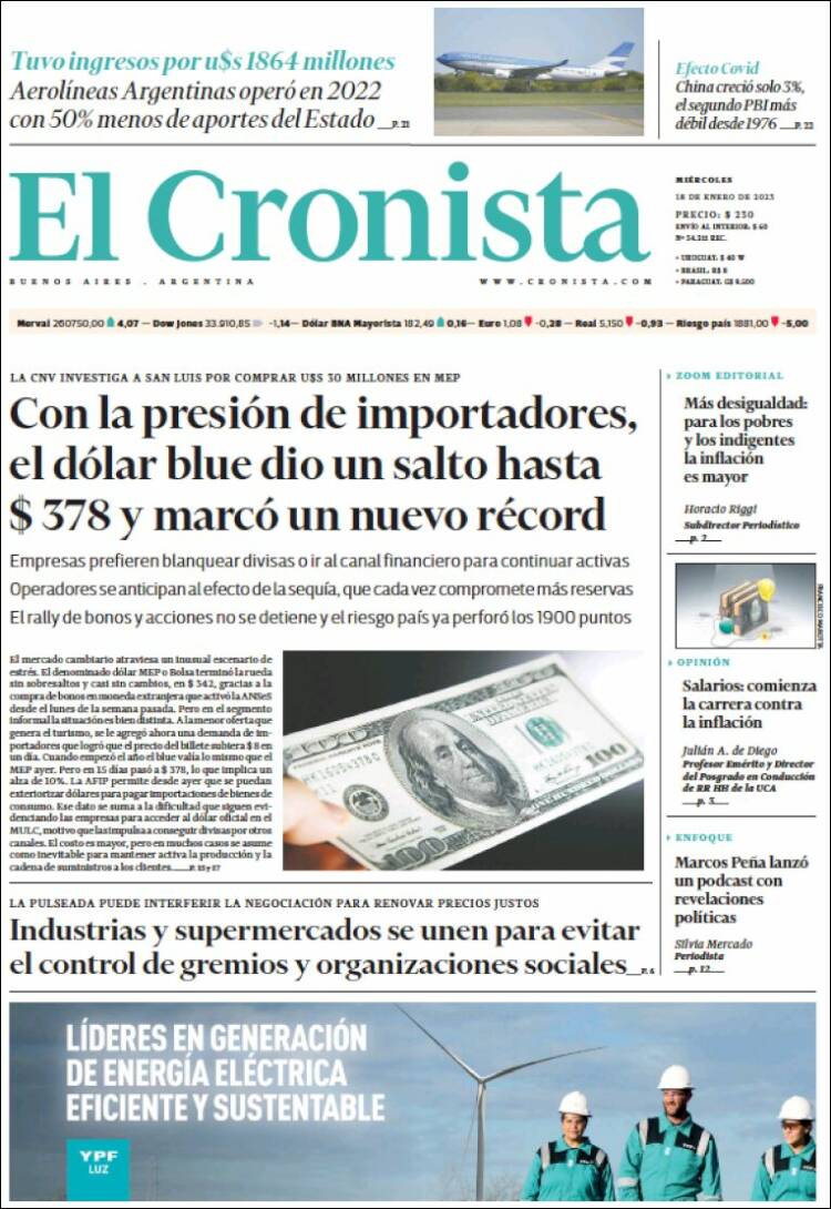 Portada de El Cronista Comercial (Argentine)