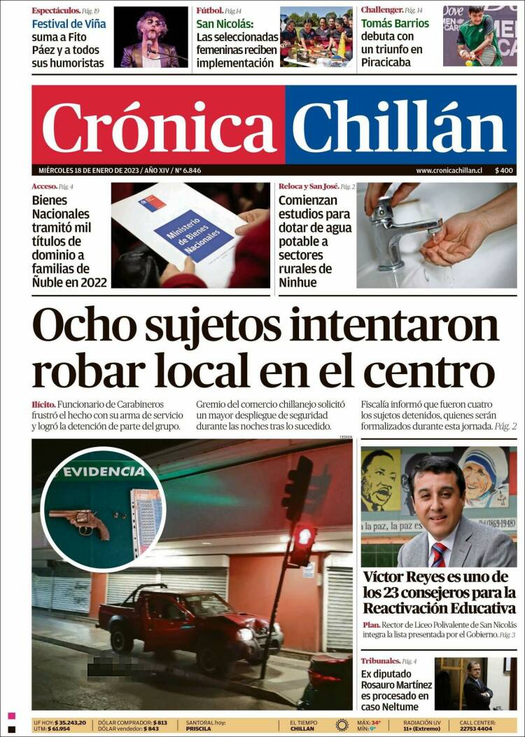 Portada de Crónica Chillán (Chile)