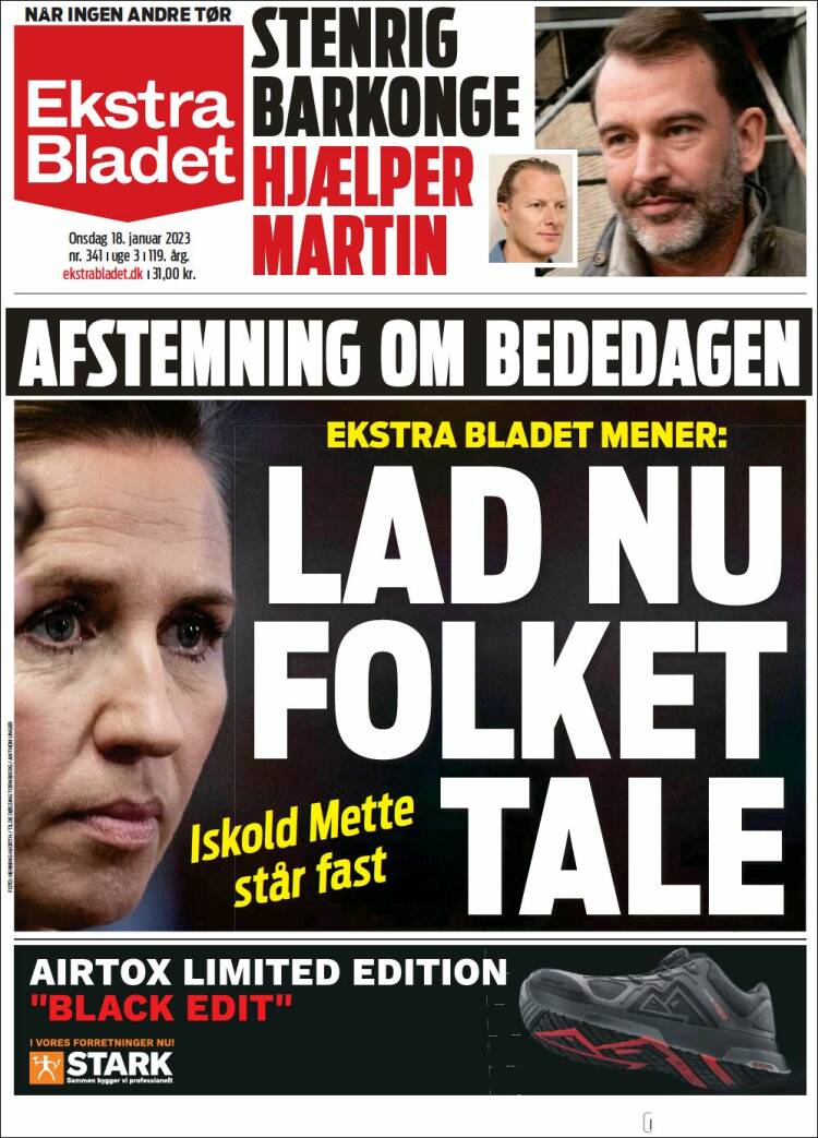 Portada de Ekstra Bladet (Dinamarca)
