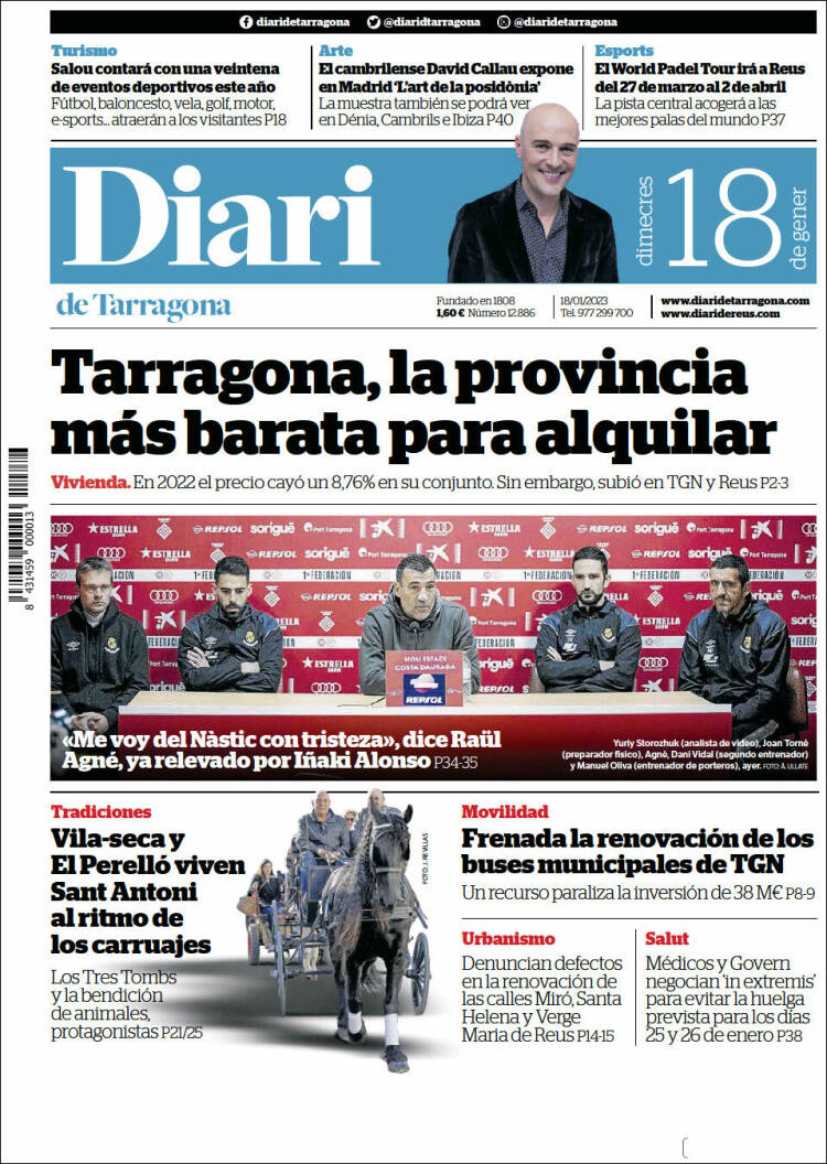 Portada de Diari de Tarragona (España)