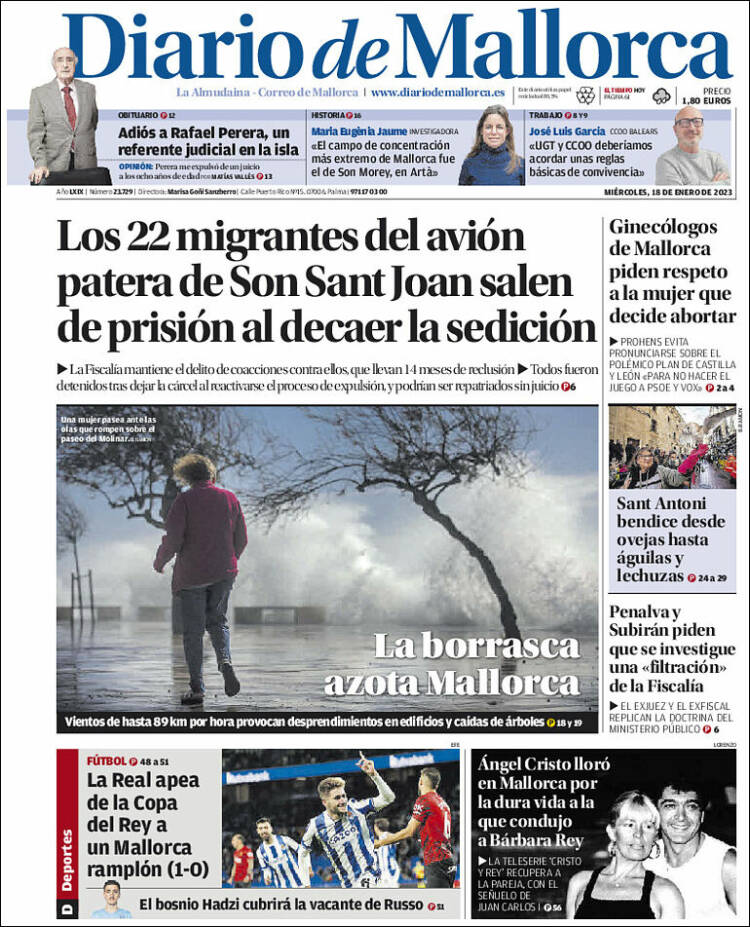 Portada de Diario de Mallorca (España)