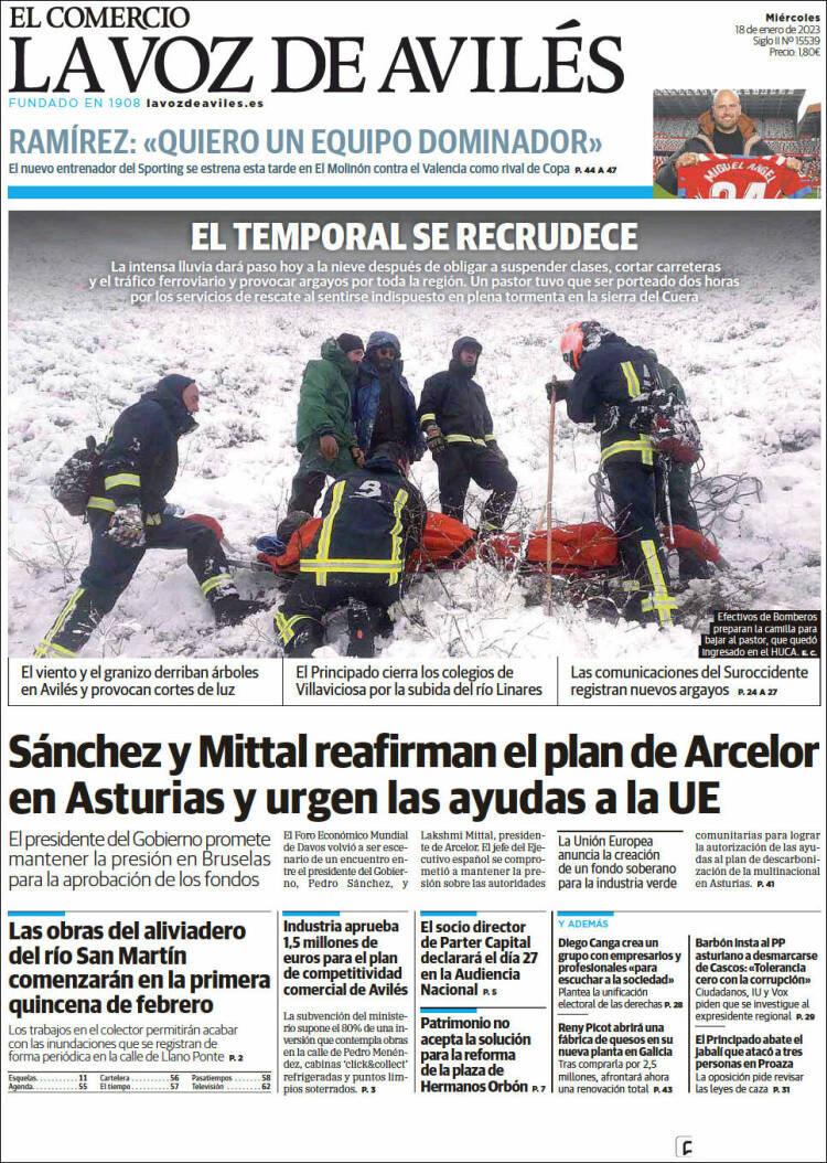 Portada de El Comercio - Avilés (España)