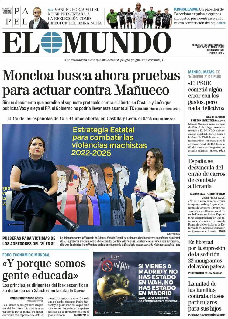 Portada de El Mundo (España)