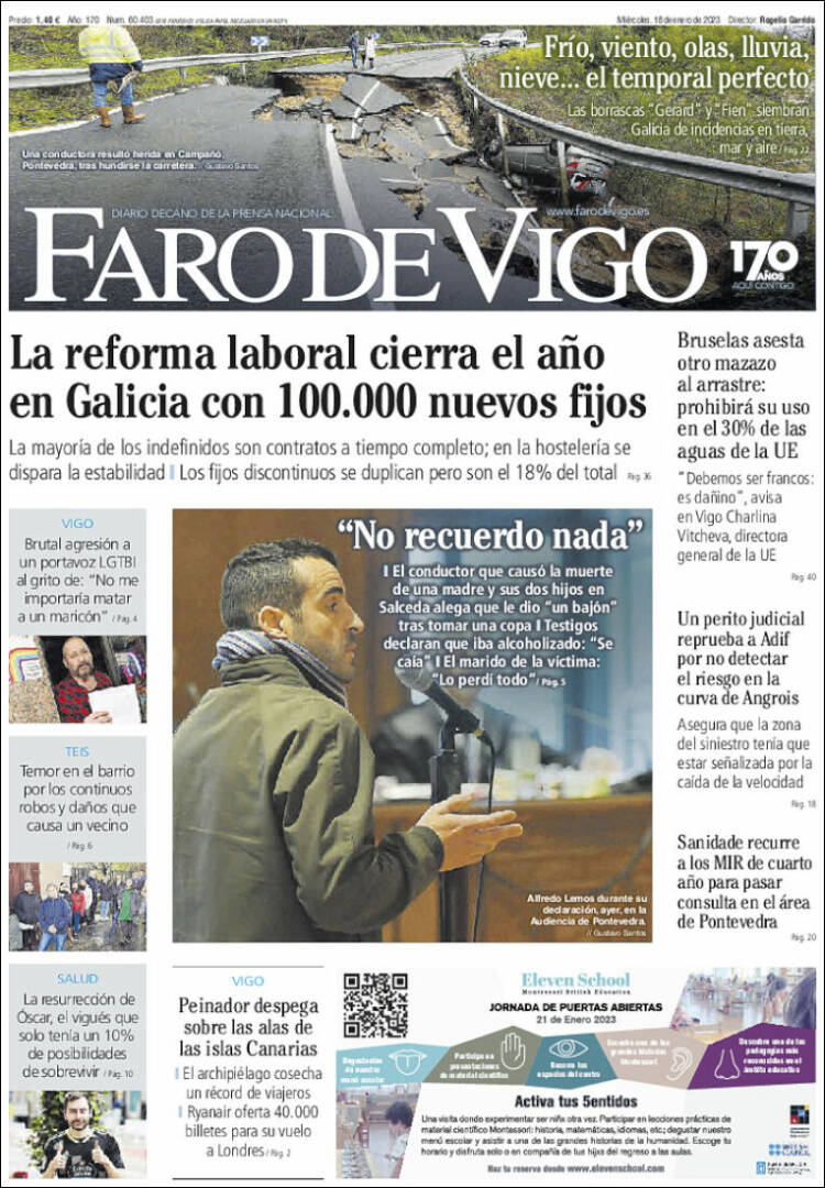 Portada de Faro de Vigo (España)