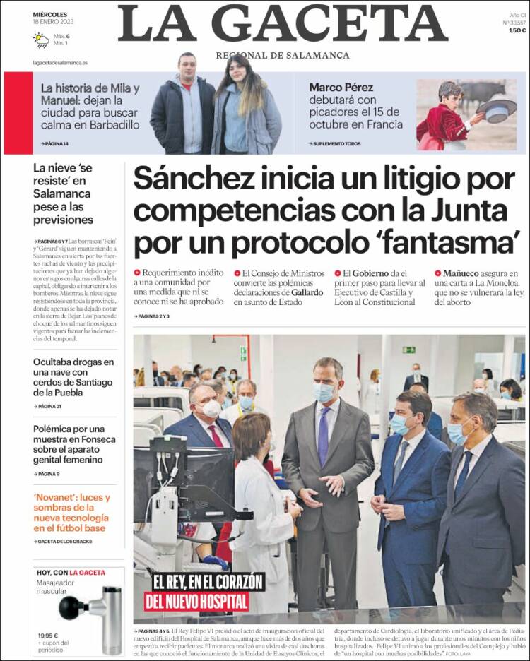 Portada de La Gaceta de Salamanca (España)