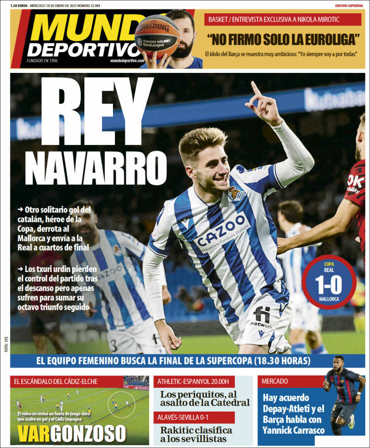 Portada de Mundo Deportivo Gipuzkoa (España)