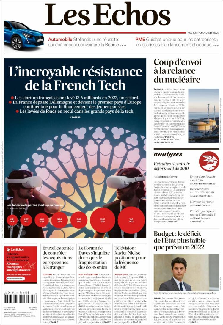 Portada de Les Echos (Francia)
