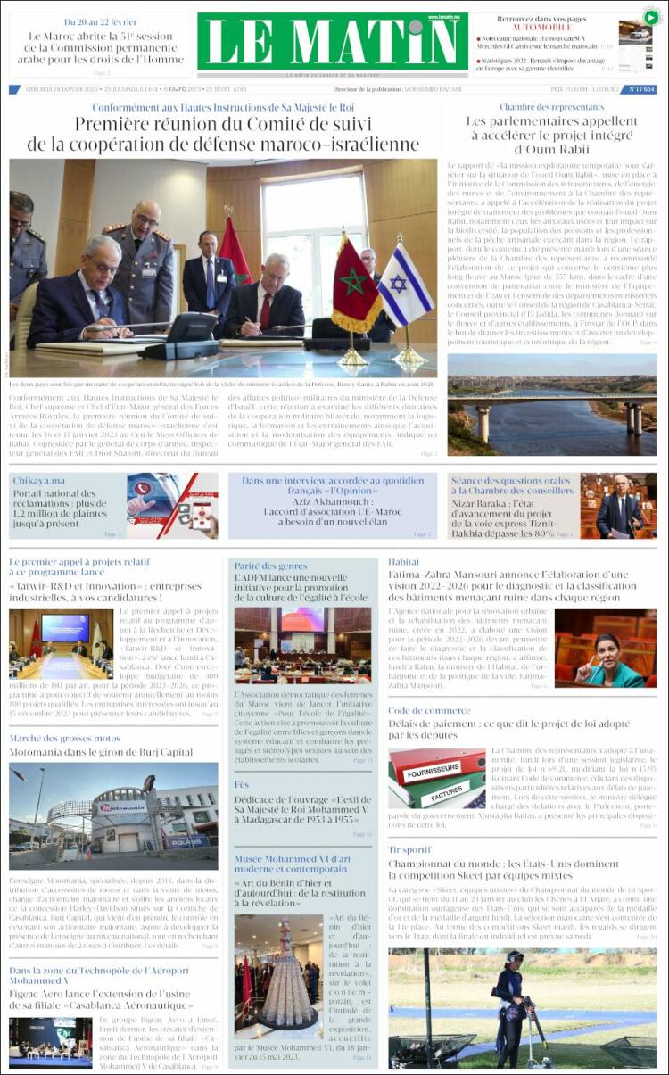 Portada de Le Matin (Marruecos)