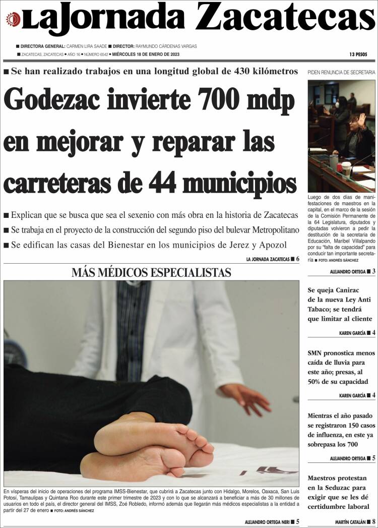 Portada de Jornada de Zacatecas (México)