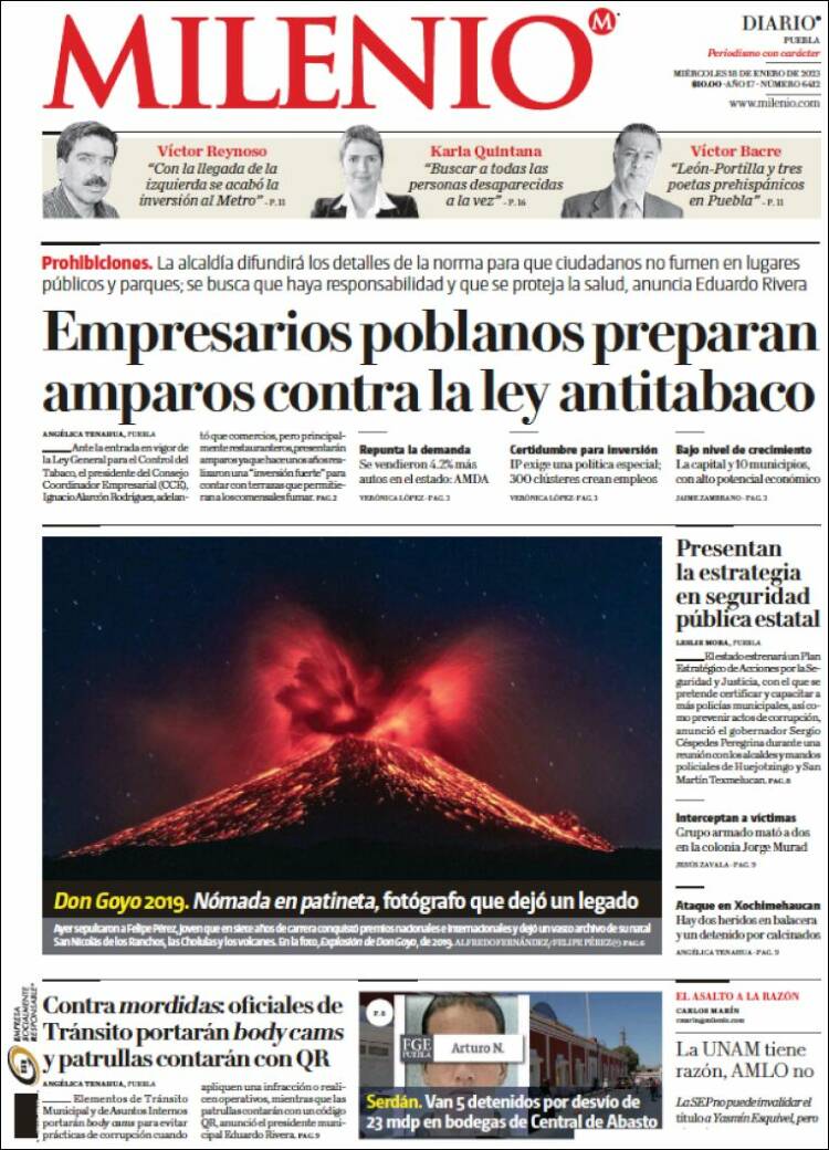 Portada de Milenio de Puebla (México)