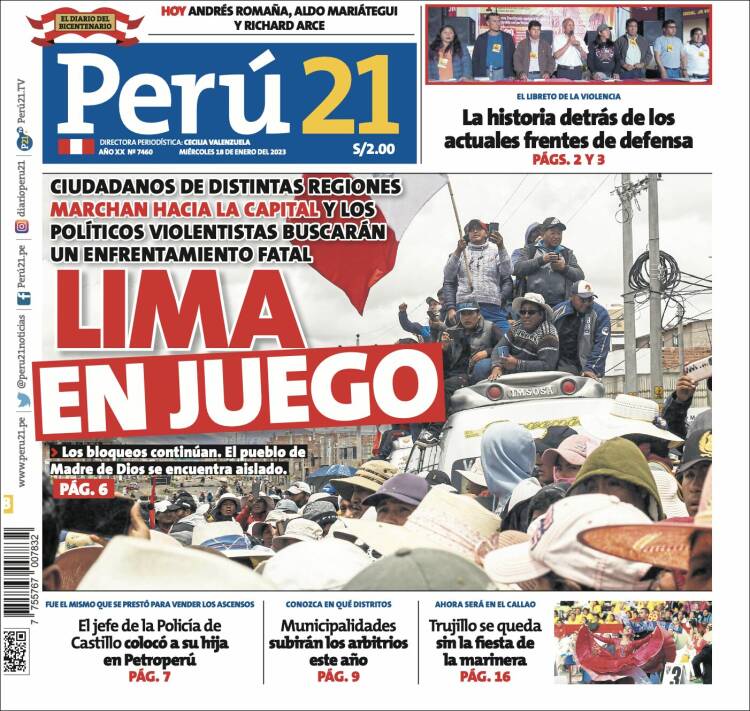 Portada de Perú 21 (Per&uacute;)
