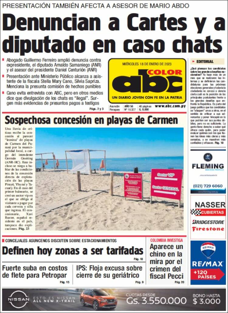 Portada de ABC Color (Paraguay)