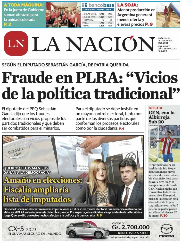 Portada de La Nación (Paraguay)