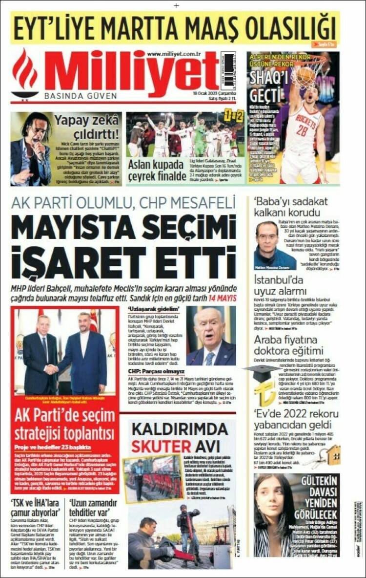 Portada de Milliyet (Turqu&iacute;a)