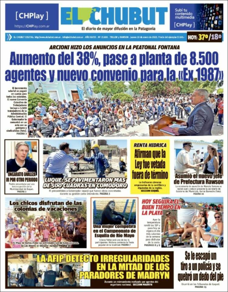 Portada de El Chubut (Argentina)