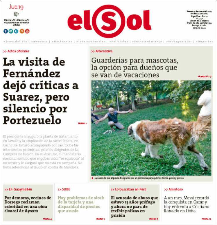 Portada de El Sol (Argentina)