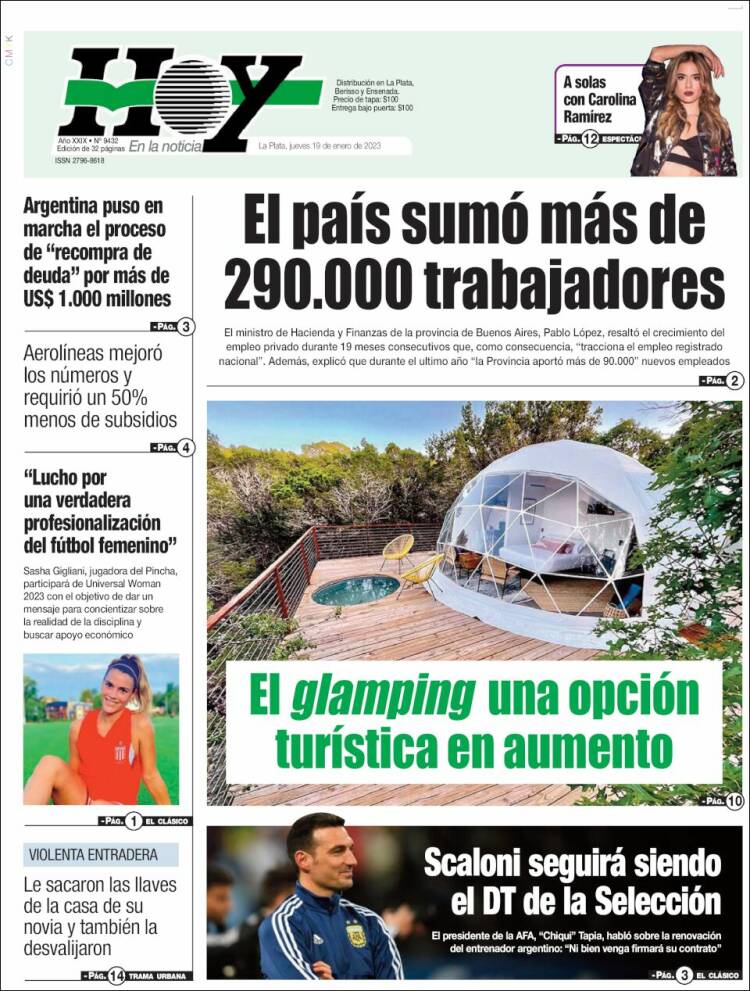 Portada de Diario Hoy (Argentina)