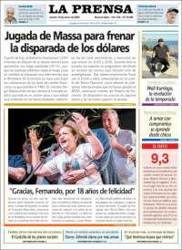 Portada de La Prensa (Argentina)