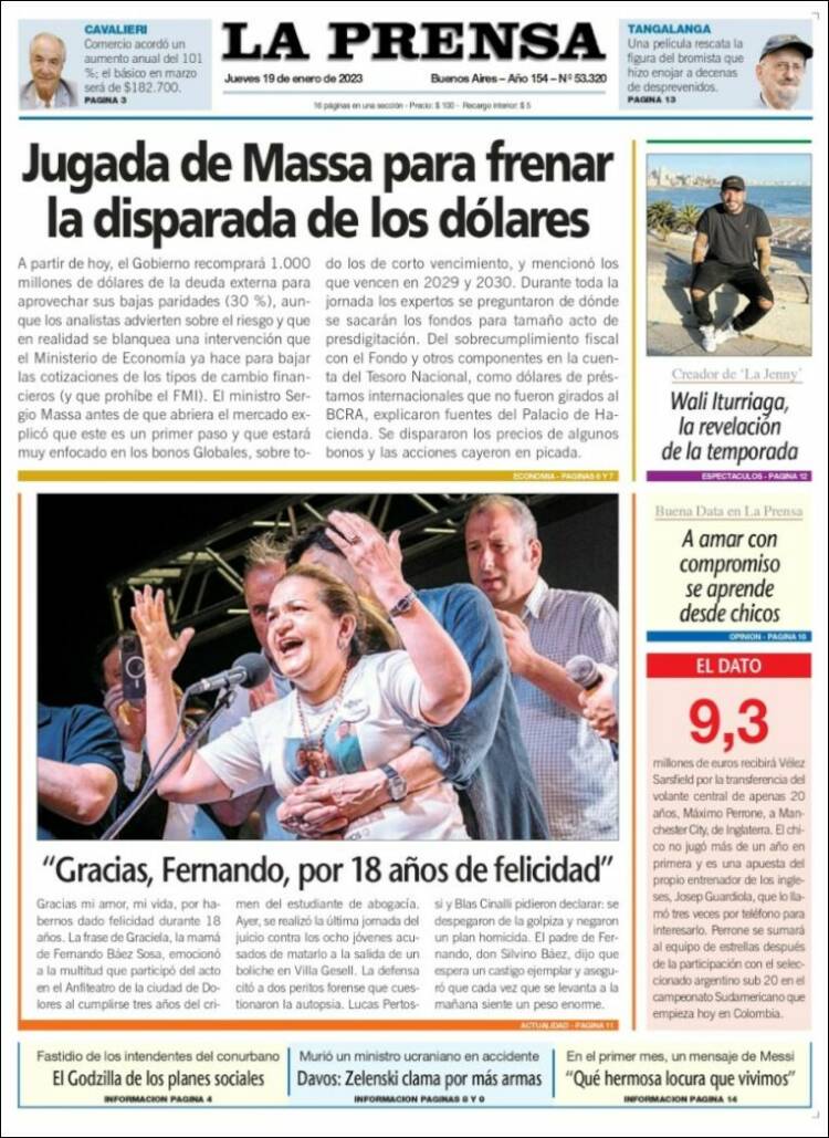 Portada de La Prensa (Argentina)