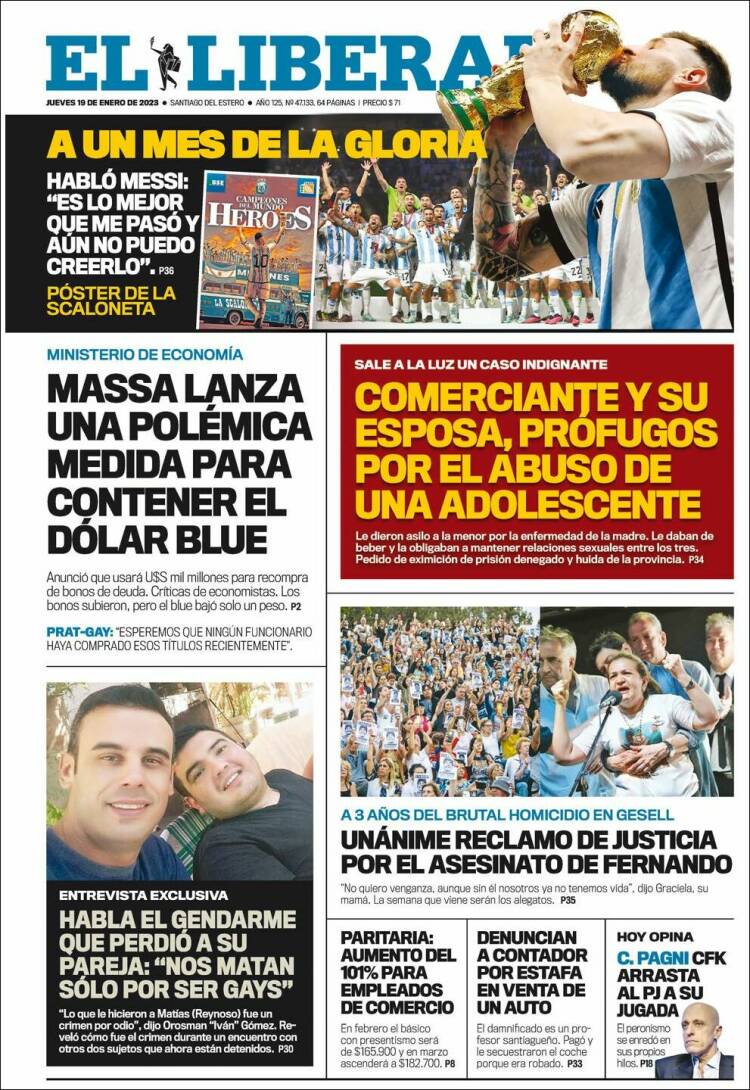 Portada de Diario El Liberal (Argentina)