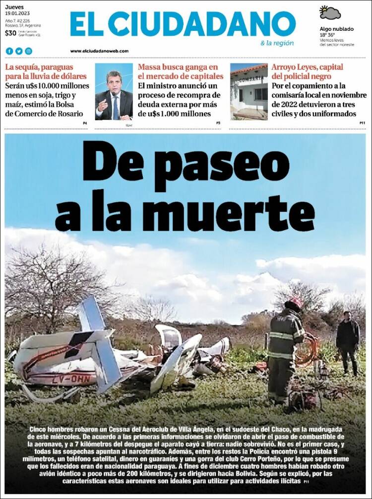 Portada de Diario El Ciudadano (Argentina)