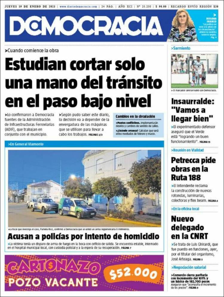 Portada de Diario Democracia (Argentina)