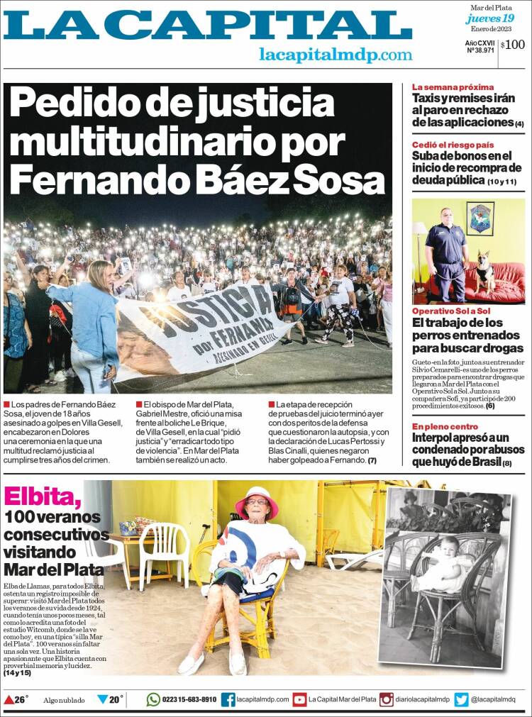 Portada de Diario La Capital - Mar del Plata (Argentina)