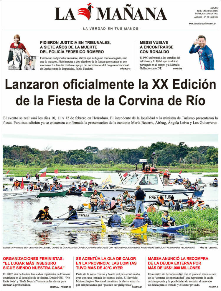 Portada de Diario La Mañana (Argentina)