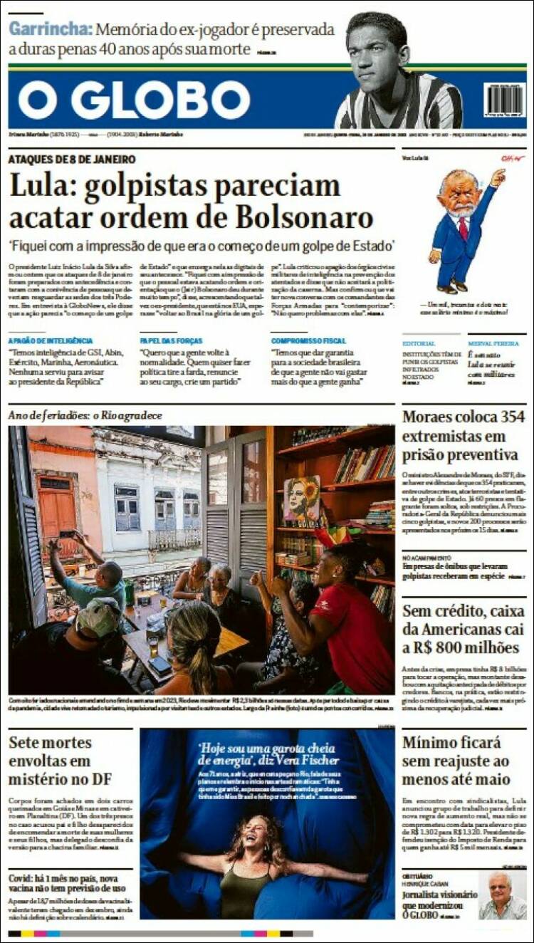 Portada de O Globo (Brasil)