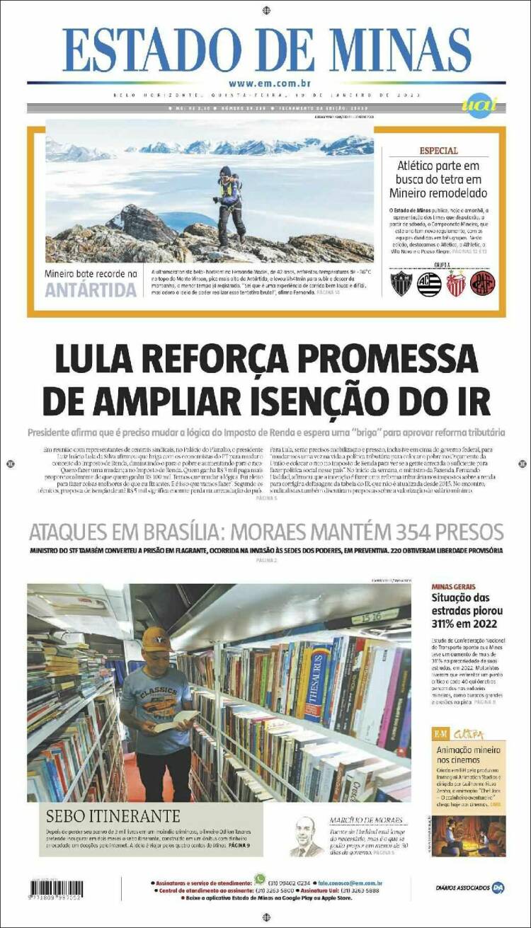 Portada de Jornal Estado de Minas (Brasil)