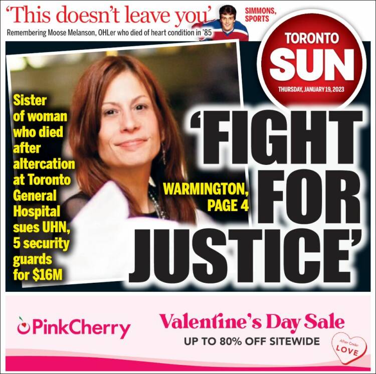 Portada de The Toronto Sun (Canada)