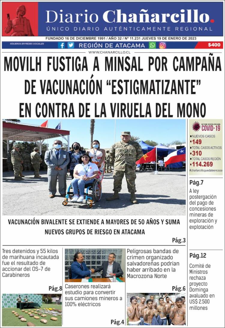 Portada de Diario Chañarcillo (Chile)