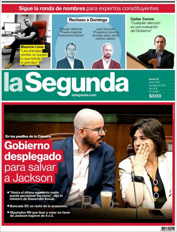 Portada de La Segunda (Chile)