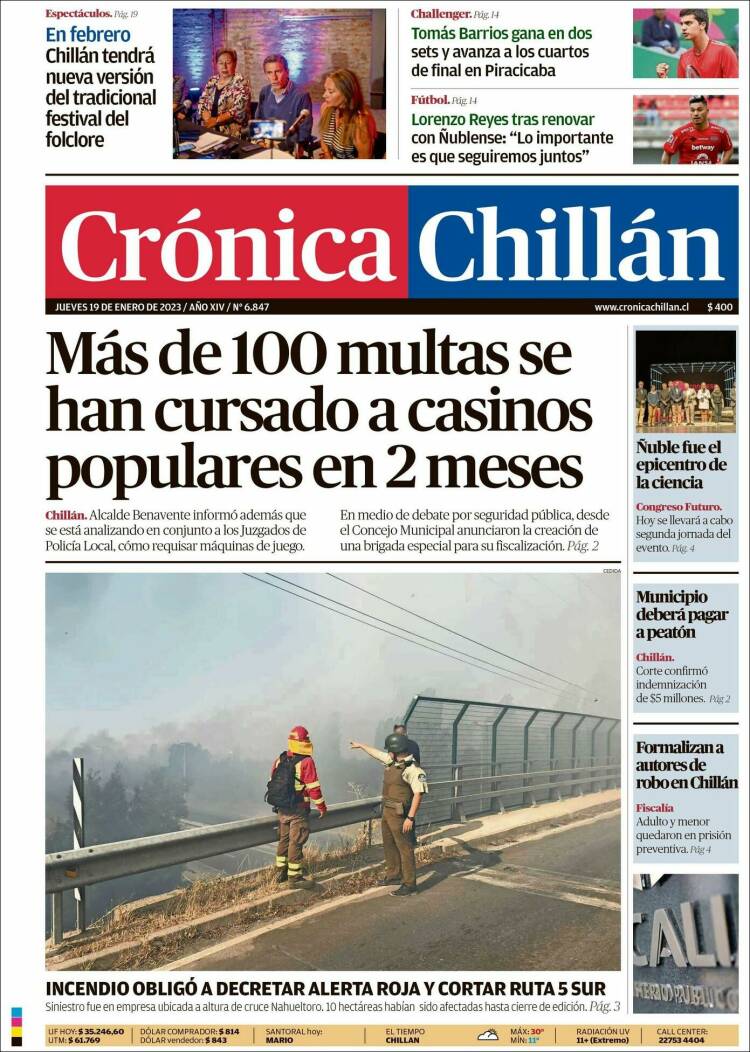 Portada de Crónica Chillán (Chile)